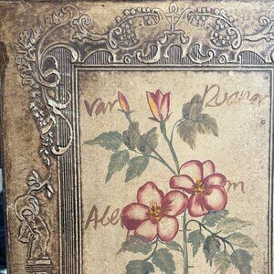 Large Vintage Floral Wood Wall Plaque - Shabby Chic Botanical Art - 16"